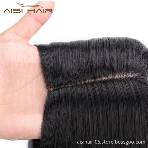 Aisi Hair Long Silky Straight Middle Part Black Cosplay Party Wig Lace Front Synthetic Fiber Hair Wigs For White Black Women